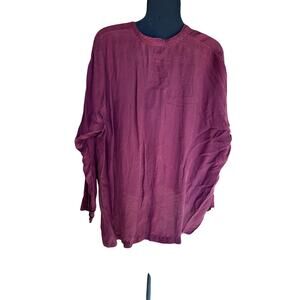Johnny Was Pete & Greta Long Sleeve Capras Blouse Shirt Tunic Sz Small Burgundy
